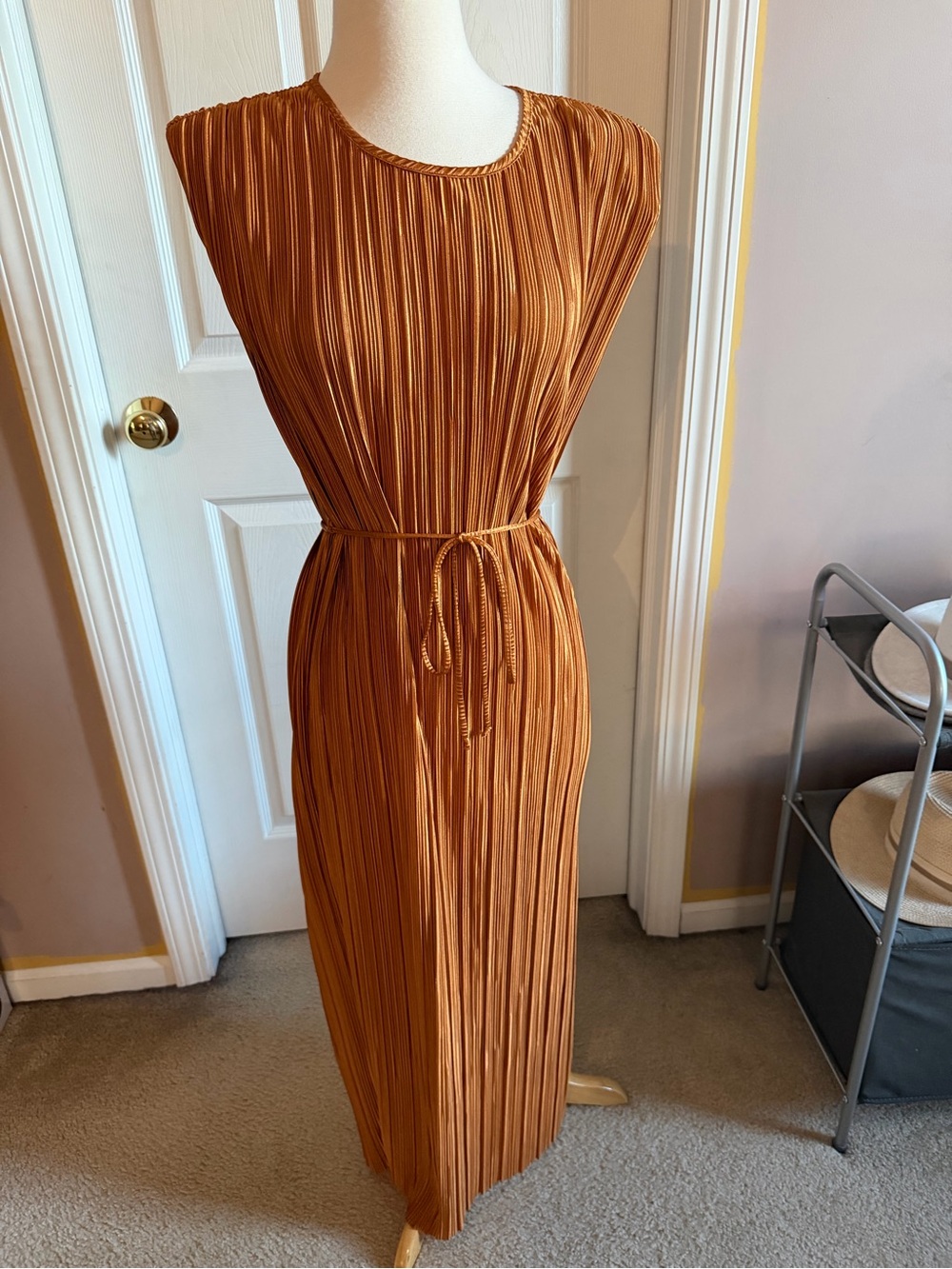 Lush Rust Orange Pleated Maxi Dress